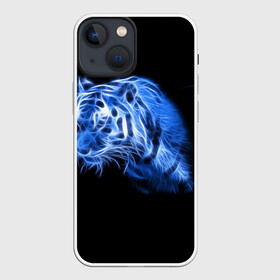 Чехол для iPhone 13 mini с принтом Синий тигр в Петрозаводске,  |  | tiger | большая кошка | огонь | пламя | тигр | хищник