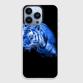 Чехол для iPhone 13 Pro с принтом Синий тигр в Петрозаводске,  |  | tiger | большая кошка | огонь | пламя | тигр | хищник