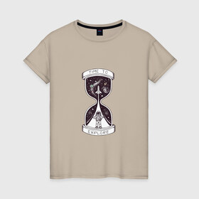 Женская футболка хлопок с принтом Космос в Петрозаводске, 100% хлопок | прямой крой, круглый вырез горловины, длина до линии бедер, слегка спущенное плечо | буран | вселенная | илон | космонавт | космос | луна | марс | маск | юпитер
