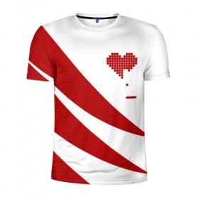 Мужская футболка 3D спортивная с принтом Сердца красное в Петрозаводске, 100% полиэстер с улучшенными характеристиками | приталенный силуэт, круглая горловина, широкие плечи, сужается к линии бедра | abstract | geometry | geometry stripes | heart | texture | абстракция | геометрические полосы | геометрическое сердце | геометрия | любовь | сердечко | сердца | сердце | текстура