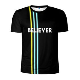 Мужская футболка 3D спортивная с принтом Believer Imagine Dragons в Петрозаводске, 100% полиэстер с улучшенными характеристиками | приталенный силуэт, круглая горловина, широкие плечи, сужается к линии бедра | Тематика изображения на принте: рок