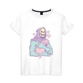 Женская футболка хлопок с принтом Skeletor в Петрозаводске, 100% хлопок | прямой крой, круглый вырез горловины, длина до линии бедер, слегка спущенное плечо | 