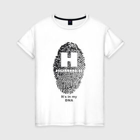 Женская футболка хлопок с принтом Hummer it`s in my DNA в Петрозаводске, 100% хлопок | прямой крой, круглый вырез горловины, длина до линии бедер, слегка спущенное плечо | 