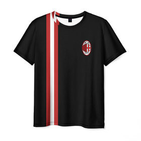 Мужская футболка 3D с принтом AC Milan в Петрозаводске, 100% полиэфир | прямой крой, круглый вырез горловины, длина до линии бедер | football | italia | logo | milan | sport | италия | лого | милан | спорт | фк | футбол | футбольный клуб