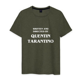 Мужская футболка хлопок с принтом By Quentin Tarantino в Петрозаводске, 100% хлопок | прямой крой, круглый вырез горловины, длина до линии бедер, слегка спущенное плечо. | кино | прикольная надпись | режиссер | тарантино