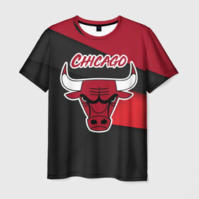 Мужская футболка 3D с принтом Чикаго в Петрозаводске, 100% полиэфир | прямой крой, круглый вырез горловины, длина до линии бедер | chicago bulls | nba | баскетбол | нба | спорт | чикаго