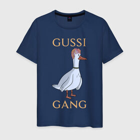 Мужская футболка хлопок с принтом GUSSI GANG в Петрозаводске, 100% хлопок | прямой крой, круглый вырез горловины, длина до линии бедер, слегка спущенное плечо. | 