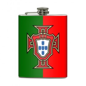 Фляга с принтом Сборная Португалии флаг в Петрозаводске, металлический корпус | емкость 0,22 л, размер 125 х 94 мм. Виниловая наклейка запечатывается полностью | Тематика изображения на принте: португалия | футбол
