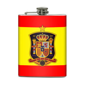 Фляга с принтом Сборная Испании флаг в Петрозаводске, металлический корпус | емкость 0,22 л, размер 125 х 94 мм. Виниловая наклейка запечатывается полностью | испания | футбол