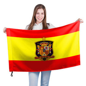 Флаг 3D с принтом Сборная Испании флаг в Петрозаводске, 100% полиэстер | плотность ткани — 95 г/м2, размер — 67 х 109 см. Принт наносится с одной стороны | испания | футбол