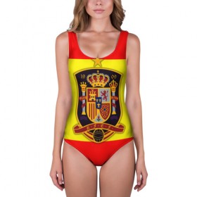 Купальник-боди 3D с принтом Сборная Испании флаг в Петрозаводске, 82% полиэстер, 18% эластан | Круглая горловина, круглый вырез на спине | испания | футбол