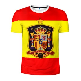 Мужская футболка 3D спортивная с принтом Сборная Испании флаг в Петрозаводске, 100% полиэстер с улучшенными характеристиками | приталенный силуэт, круглая горловина, широкие плечи, сужается к линии бедра | испания | футбол
