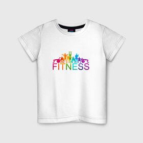 Детская футболка хлопок с принтом Fitness в Петрозаводске, 100% хлопок | круглый вырез горловины, полуприлегающий силуэт, длина до линии бедер | 