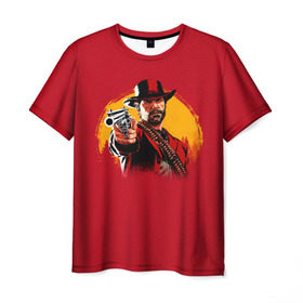 Мужская футболка 3D с принтом Red Dead Redemption 2 в Петрозаводске, 100% полиэфир | прямой крой, круглый вырез горловины, длина до линии бедер | rdr | rockstar | рокстар