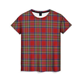 Женская футболка 3D с принтом Королевский Стюарт Тартан в Петрозаводске, 100% полиэфир ( синтетическое хлопкоподобное полотно) | прямой крой, круглый вырез горловины, длина до линии бедер | англия | килт | королева | королевский | лондон | стюарт | тартан | ткань | узор | шотландия | шотландка