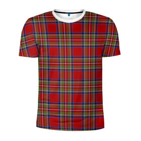 Мужская футболка 3D спортивная с принтом Королевский Стюарт Тартан в Петрозаводске, 100% полиэстер с улучшенными характеристиками | приталенный силуэт, круглая горловина, широкие плечи, сужается к линии бедра | англия | килт | королева | королевский | лондон | стюарт | тартан | ткань | узор | шотландия | шотландка