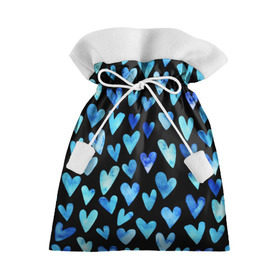 Подарочный 3D мешок с принтом Blue Hearts в Петрозаводске, 100% полиэстер | Размер: 29*39 см | акварель | любовь | паттерн | сердечки
