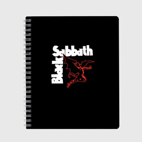 Тетрадь с принтом BLACK SABBATH в Петрозаводске, 100% бумага | 48 листов, плотность листов — 60 г/м2, плотность картонной обложки — 250 г/м2. Листы скреплены сбоку удобной пружинной спиралью. Уголки страниц и обложки скругленные. Цвет линий — светло-серый
 | black sabbath | билл уорд | блэк саббат | британская рок группа | гизер батлер | группа | музыка | оззи осборн | рок | тони айомми | хеви метал