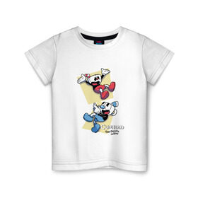 Детская футболка хлопок с принтом Cuphead (2) в Петрозаводске, 100% хлопок | круглый вырез горловины, полуприлегающий силуэт, длина до линии бедер | cuphead | game | retro