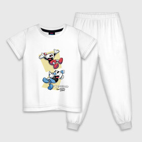 Детская пижама хлопок с принтом Cuphead (2) в Петрозаводске, 100% хлопок |  брюки и футболка прямого кроя, без карманов, на брюках мягкая резинка на поясе и по низу штанин
 | cuphead | game | retro