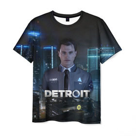 Мужская футболка 3D с принтом Detroit: Become Human - Connor в Петрозаводске, 100% полиэфир | прямой крой, круглый вырез горловины, длина до линии бедер | 
