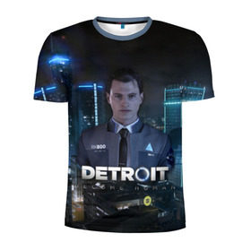 Мужская футболка 3D спортивная с принтом Detroit: Become Human - Connor в Петрозаводске, 100% полиэстер с улучшенными характеристиками | приталенный силуэт, круглая горловина, широкие плечи, сужается к линии бедра | 