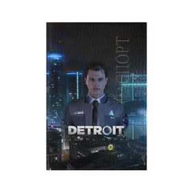 Обложка для паспорта матовая кожа с принтом Detroit: Become Human - Connor в Петрозаводске, натуральная матовая кожа | размер 19,3 х 13,7 см; прозрачные пластиковые крепления | 