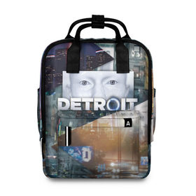Женский рюкзак 3D с принтом Detroit: Become Human City в Петрозаводске, 100% полиэстер | лямки с регулируемой длиной, сверху ручки, чтобы рюкзак нести как сумку. Основное отделение закрывается на молнию, как и внешний карман. Внутри два дополнительных кармана, один из которых закрывается на молнию. По бокам два дополнительных кармашка, куда поместится маленькая бутылочка
 | 