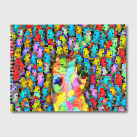 Альбом для рисования с принтом Котики на дискотеке в Петрозаводске, 100% бумага
 | матовая бумага, плотность 200 мг. | Тематика изображения на принте: кошки | паттерн | психоделика | разноцветный | яркий