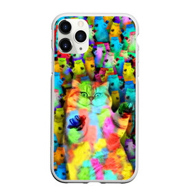 Чехол для iPhone 11 Pro матовый с принтом Котики на дискотеке в Петрозаводске, Силикон |  | кошки | паттерн | психоделика | разноцветный | яркий