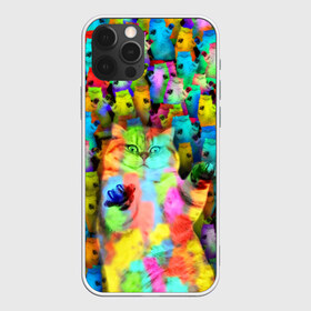 Чехол для iPhone 12 Pro Max с принтом Котики на дискотеке в Петрозаводске, Силикон |  | кошки | паттерн | психоделика | разноцветный | яркий