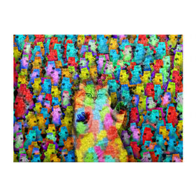 Обложка для студенческого билета с принтом Котики на дискотеке в Петрозаводске, натуральная кожа | Размер: 11*8 см; Печать на всей внешней стороне | кошки | паттерн | психоделика | разноцветный | яркий