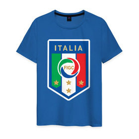 Мужская футболка хлопок с принтом Сборная Италии в Петрозаводске, 100% хлопок | прямой крой, круглый вырез горловины, длина до линии бедер, слегка спущенное плечо. | 