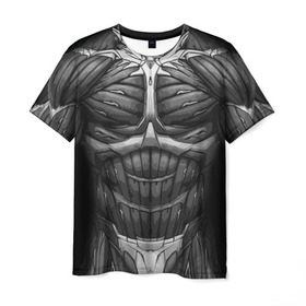Мужская футболка 3D с принтом Экзоскелет CRYSIS в Петрозаводске, 100% полиэфир | прямой крой, круглый вырез горловины, длина до линии бедер | crysis |   робот | бионический | бронь | броня | доспехи | костюм | крайсис | экзоскелет
