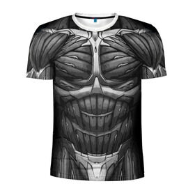 Мужская футболка 3D спортивная с принтом Экзоскелет CRYSIS в Петрозаводске, 100% полиэстер с улучшенными характеристиками | приталенный силуэт, круглая горловина, широкие плечи, сужается к линии бедра | crysis |   робот | бионический | бронь | броня | доспехи | костюм | крайсис | экзоскелет