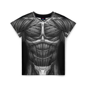 Детская футболка 3D с принтом Экзоскелет CRYSIS в Петрозаводске, 100% гипоаллергенный полиэфир | прямой крой, круглый вырез горловины, длина до линии бедер, чуть спущенное плечо, ткань немного тянется | crysis |   робот | бионический | бронь | броня | доспехи | костюм | крайсис | экзоскелет