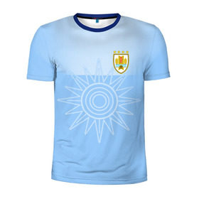 Мужская футболка 3D спортивная с принтом Уругвай домашняя форма в Петрозаводске, 100% полиэстер с улучшенными характеристиками | приталенный силуэт, круглая горловина, широкие плечи, сужается к линии бедра | домашняя форма | уругвай | уругвай домашняя форма