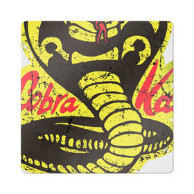 Магнит виниловый Квадрат с принтом Cobra Kai в Петрозаводске, полимерный материал с магнитным слоем | размер 9*9 см, закругленные углы | cobra | змея | кобра