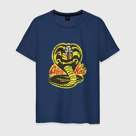 Мужская футболка хлопок с принтом Cobra Kai в Петрозаводске, 100% хлопок | прямой крой, круглый вырез горловины, длина до линии бедер, слегка спущенное плечо. | cobra | змея | кобра