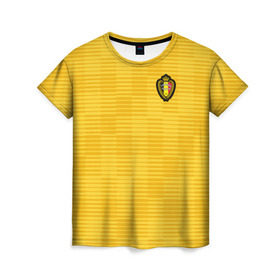 Женская футболка 3D с принтом Сборная Бельгии Away 2018 в Петрозаводске, 100% полиэфир ( синтетическое хлопкоподобное полотно) | прямой крой, круглый вырез горловины, длина до линии бедер | 