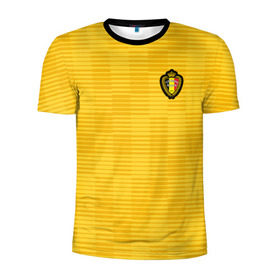 Мужская футболка 3D спортивная с принтом Сборная Бельгии Away 2018 в Петрозаводске, 100% полиэстер с улучшенными характеристиками | приталенный силуэт, круглая горловина, широкие плечи, сужается к линии бедра | 