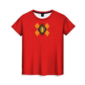 Женская футболка 3D с принтом Сборная Бельгии Home 2018 в Петрозаводске, 100% полиэфир ( синтетическое хлопкоподобное полотно) | прямой крой, круглый вырез горловины, длина до линии бедер | 