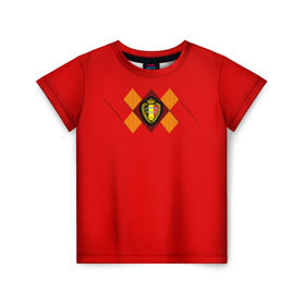 Детская футболка 3D с принтом Сборная Бельгии Home 2018 в Петрозаводске, 100% гипоаллергенный полиэфир | прямой крой, круглый вырез горловины, длина до линии бедер, чуть спущенное плечо, ткань немного тянется | 