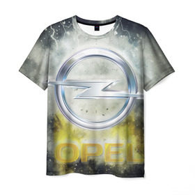 Мужская футболка 3D с принтом Логотип опель в Петрозаводске, 100% полиэфир | прямой крой, круглый вырез горловины, длина до линии бедер | Тематика изображения на принте: opel | opel logo | логотип опель | опель