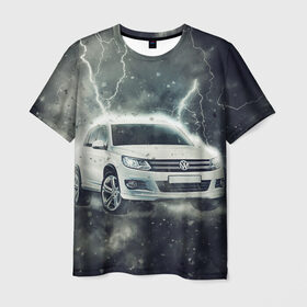 Мужская футболка 3D с принтом Volkswagen Tiguan в Петрозаводске, 100% полиэфир | прямой крой, круглый вырез горловины, длина до линии бедер | tiguan | volkswagen