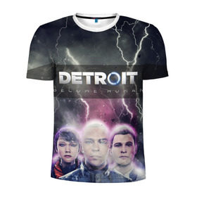 Мужская футболка 3D спортивная с принтом Detroit become human в Петрозаводске, 100% полиэстер с улучшенными характеристиками | приталенный силуэт, круглая горловина, широкие плечи, сужается к линии бедра | dbh | detroit | gamer