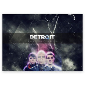 Поздравительная открытка с принтом Detroit become human в Петрозаводске, 100% бумага | плотность бумаги 280 г/м2, матовая, на обратной стороне линовка и место для марки
 | dbh | detroit | gamer