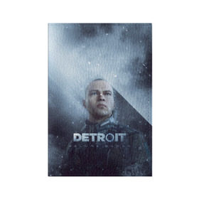 Обложка для паспорта матовая кожа с принтом Detroit become human в Петрозаводске, натуральная матовая кожа | размер 19,3 х 13,7 см; прозрачные пластиковые крепления | dbh | detroit | gamer