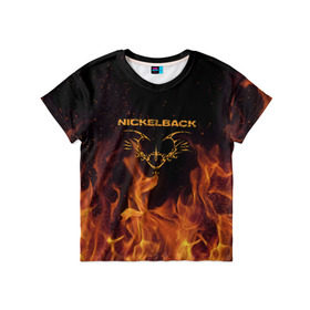 Детская футболка 3D с принтом Nickelback в Петрозаводске, 100% гипоаллергенный полиэфир | прямой крой, круглый вырез горловины, длина до линии бедер, чуть спущенное плечо, ткань немного тянется | nickelback | никелбек | никл бек
