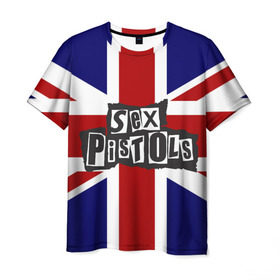 Мужская футболка 3D с принтом Sex Pistols в Петрозаводске, 100% полиэфир | прямой крой, круглый вырез горловины, длина до линии бедер | англия | британия | панк | флаг